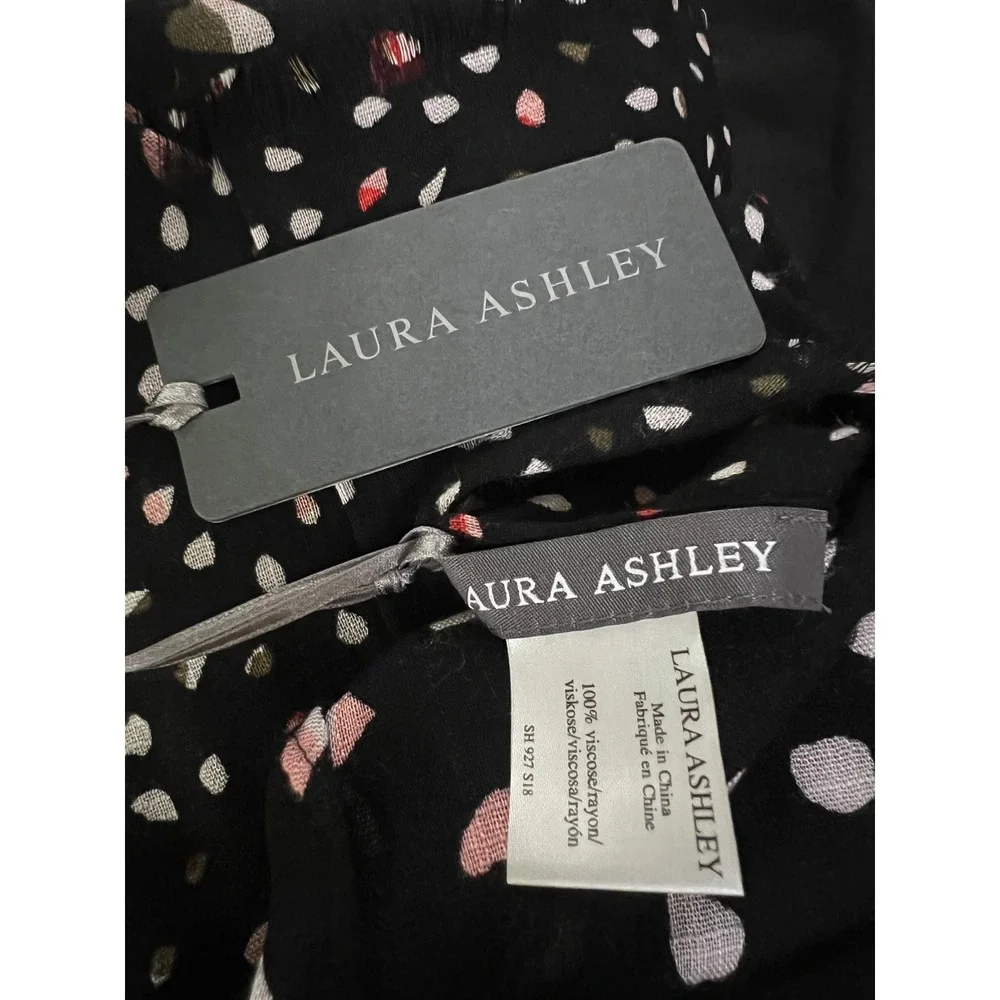 Laura Ashley Black Pink Abstract  Print Viscose Scarf arts‎ NWT casual chic